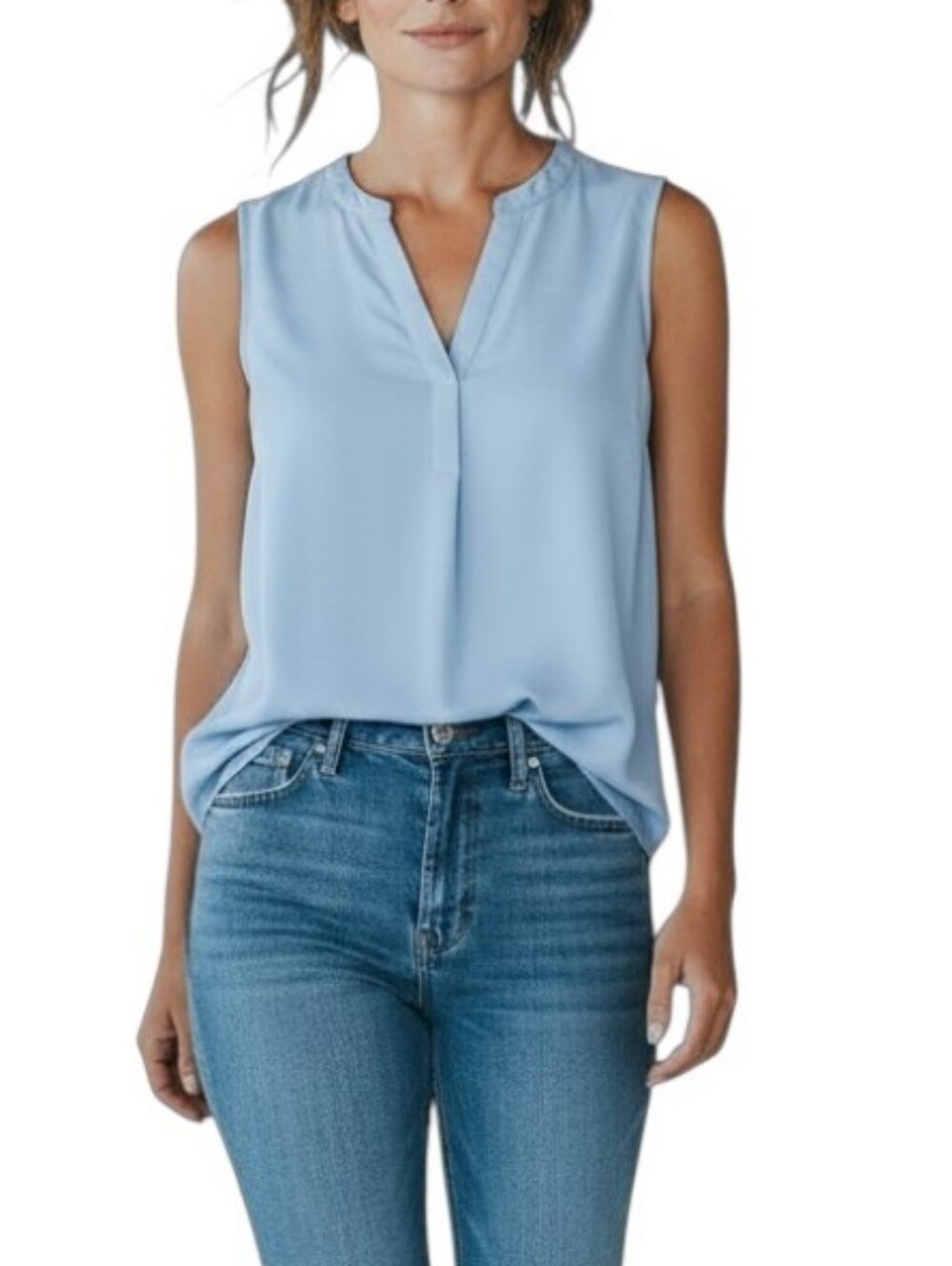 Lilly Pulitzer Stacy Silk Sleeveless V-Neck Tank in Marine Blue Size XS